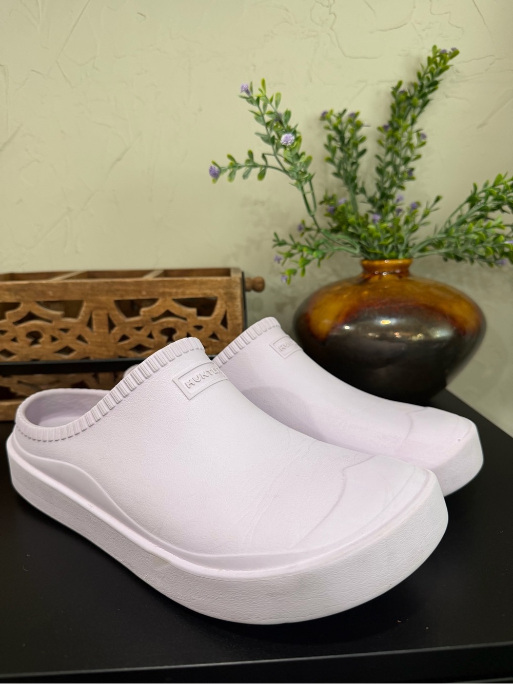Hunter Lavender Slip-On Clog Mules